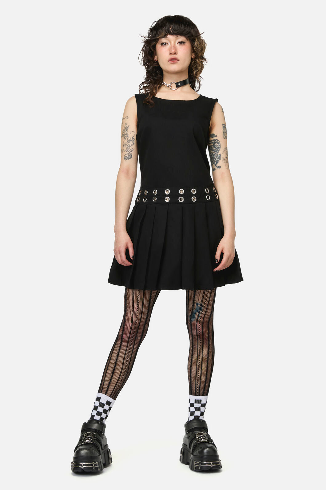 Dangerfield - Pirate Punk Eyelet Mini Dress - black