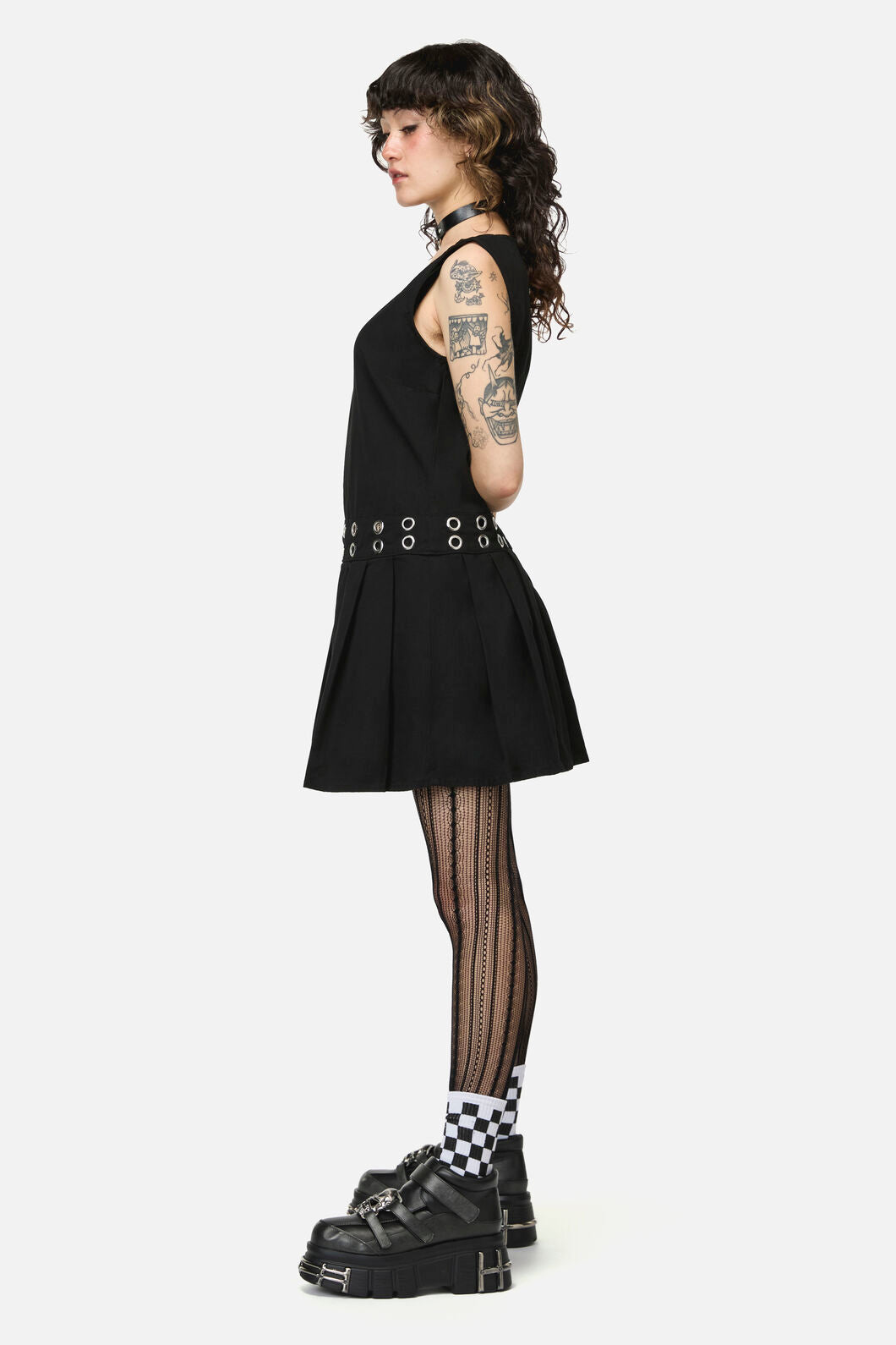Dangerfield - Pirate Punk Eyelet Mini Dress - black