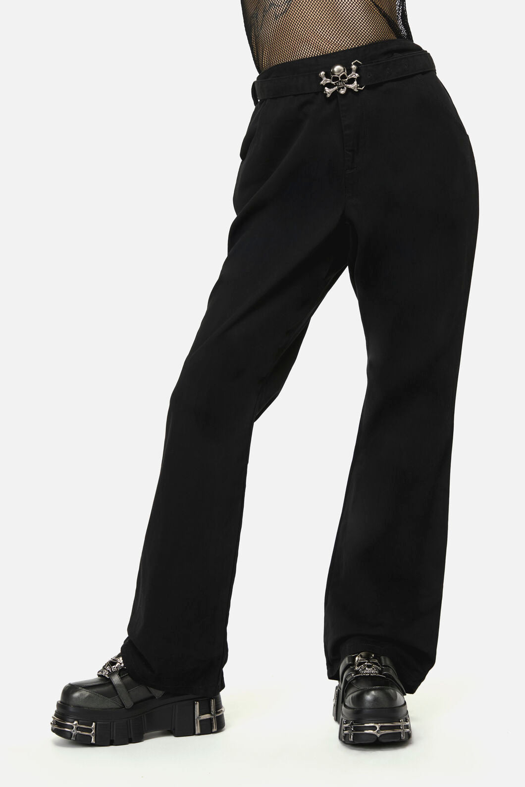 Dangerfield - Pirate Skull TrimGothFlarePant - black