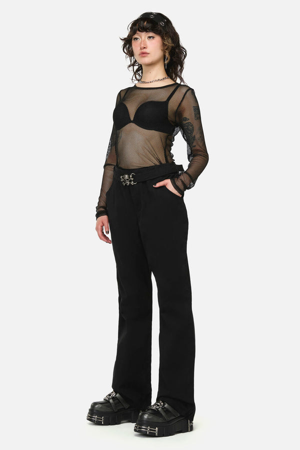 Dangerfield - Pirate Skull TrimGothFlarePant - black