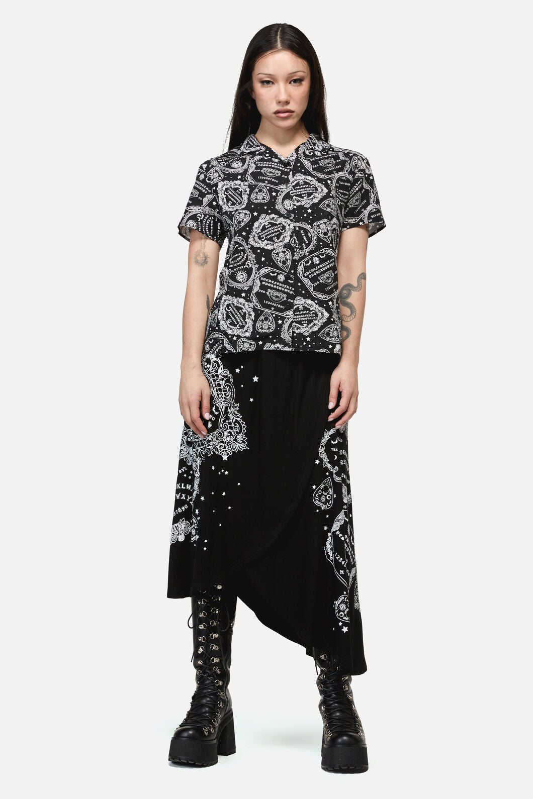 Dangerfield - Séance Goth Print Blouse - black
