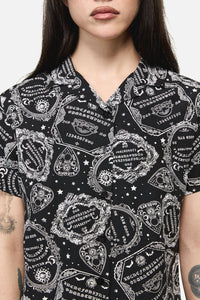 Dangerfield - Séance Goth Print Blouse - black