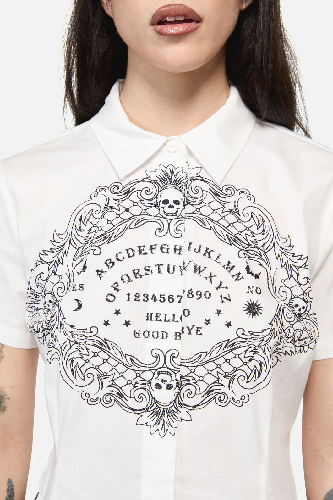 Dangerfield - Séance Goth Print Blouse - white