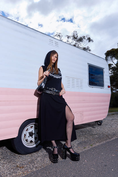 Dangerfield - Séance Hooded Goth Maxi Dress - black