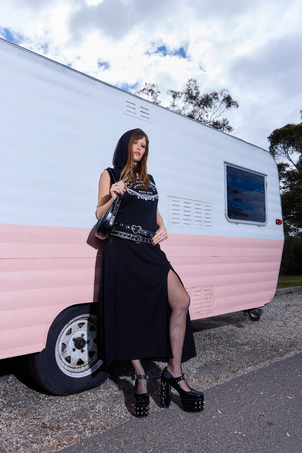 Dangerfield - Séance Hooded Goth Maxi Dress - black