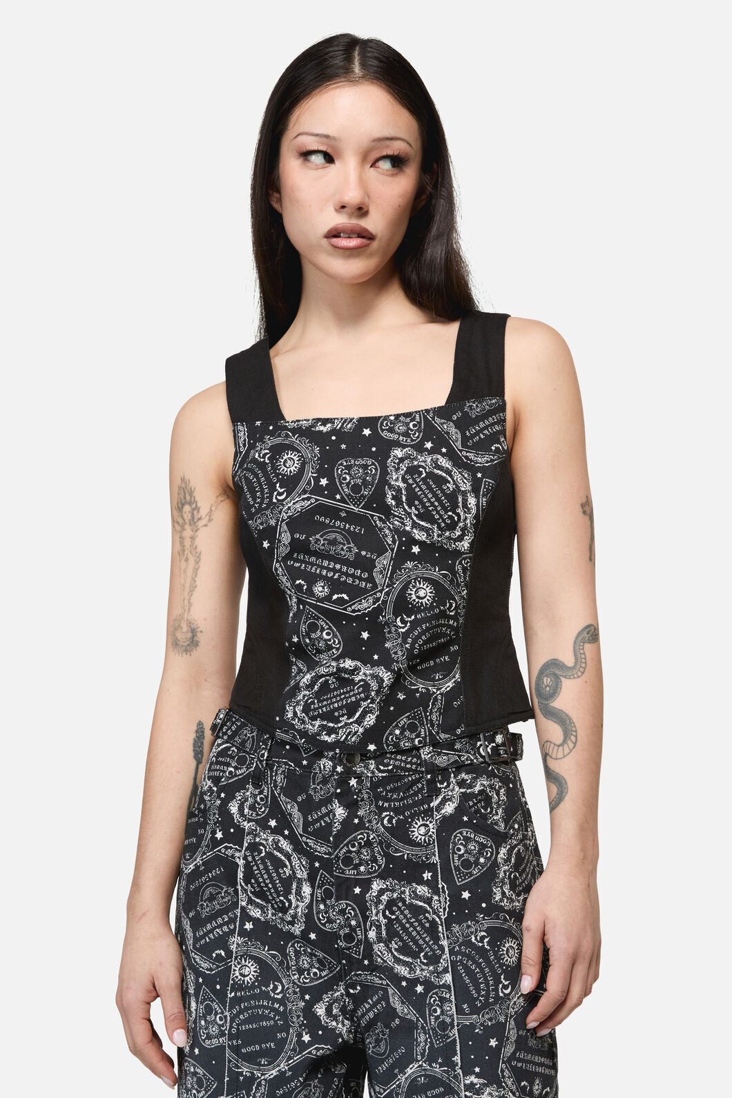 Dangerfield - Séance Print Goth Corset Top - black