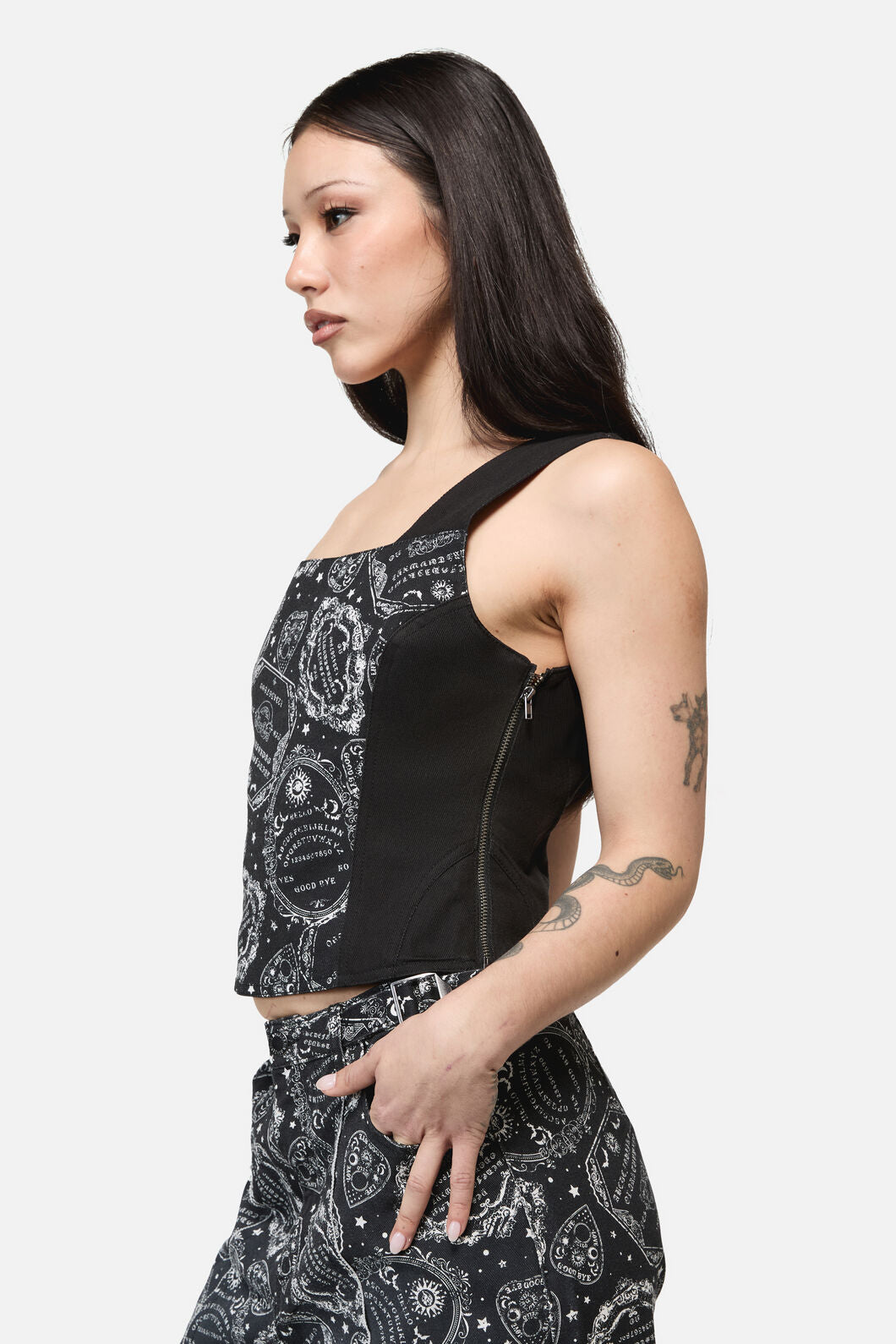 Dangerfield - Séance Print Goth Corset Top - black