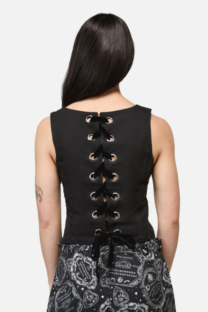 Dangerfield - Séance Print Goth Corset Top - black