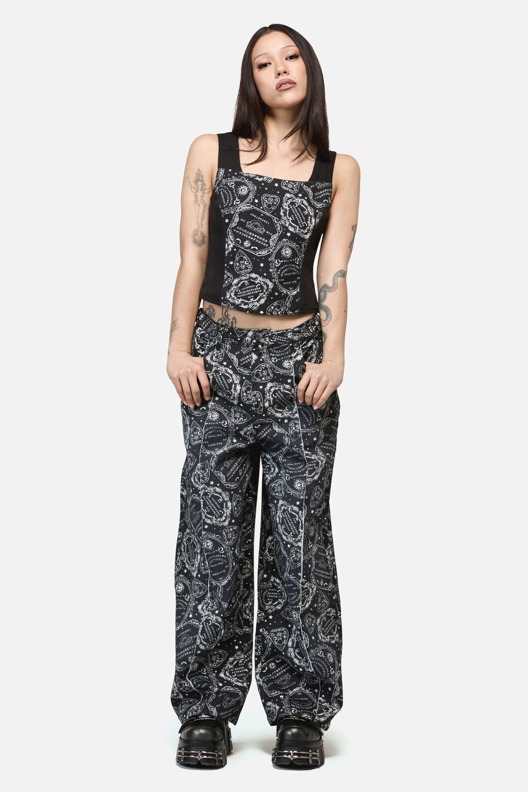 Dangerfield - Séance Print Goth Corset Top - black