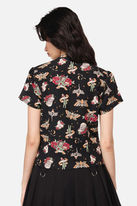 Dangerfield - AllHallowsEveTattooPrintBlouse - black