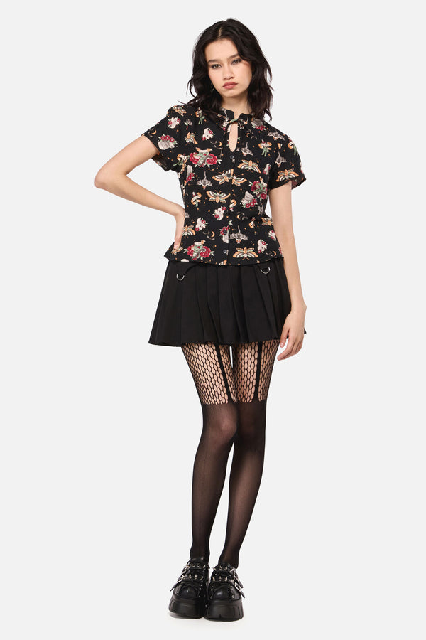 Dangerfield - AllHallowsEveTattooPrintBlouse - black