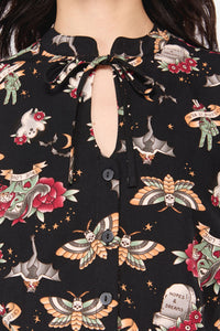 Dangerfield - AllHallowsEveTattooPrintBlouse - black