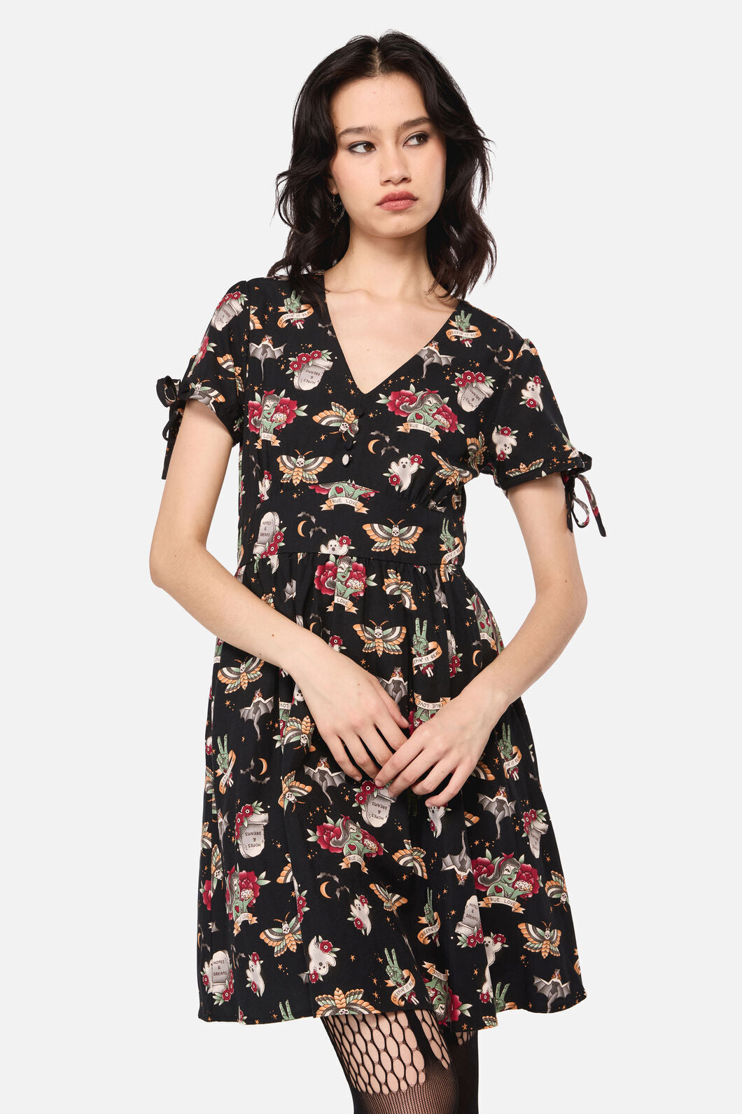 Dangerfield - AllHallowsEveTattooPrintSSDres - black
