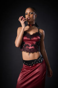 Dangerfield - Rosalie Formal Lace Trim Top - red