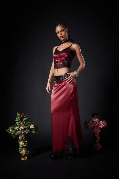 Dangerfield - Rosalie Formal Lace Trim Skirt - red