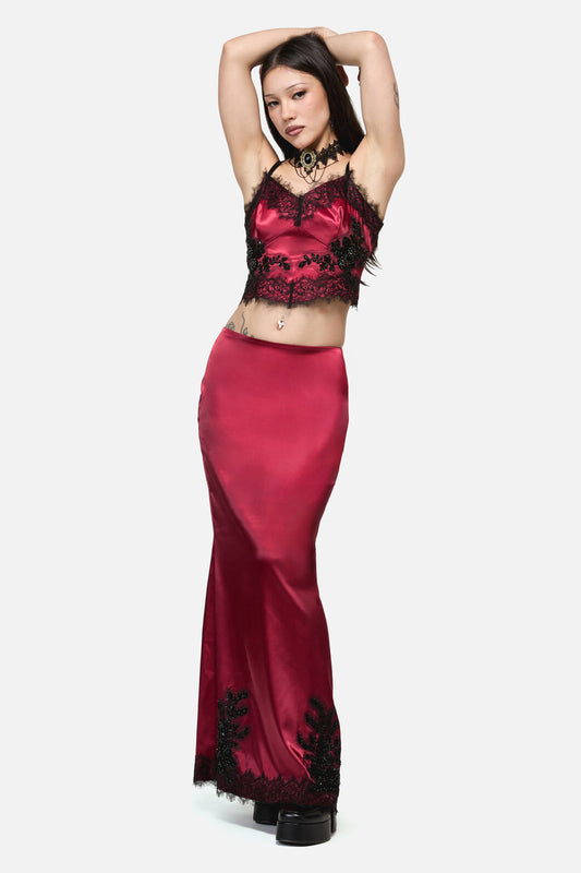 Dangerfield - Rosalie Formal Lace Trim Skirt - red