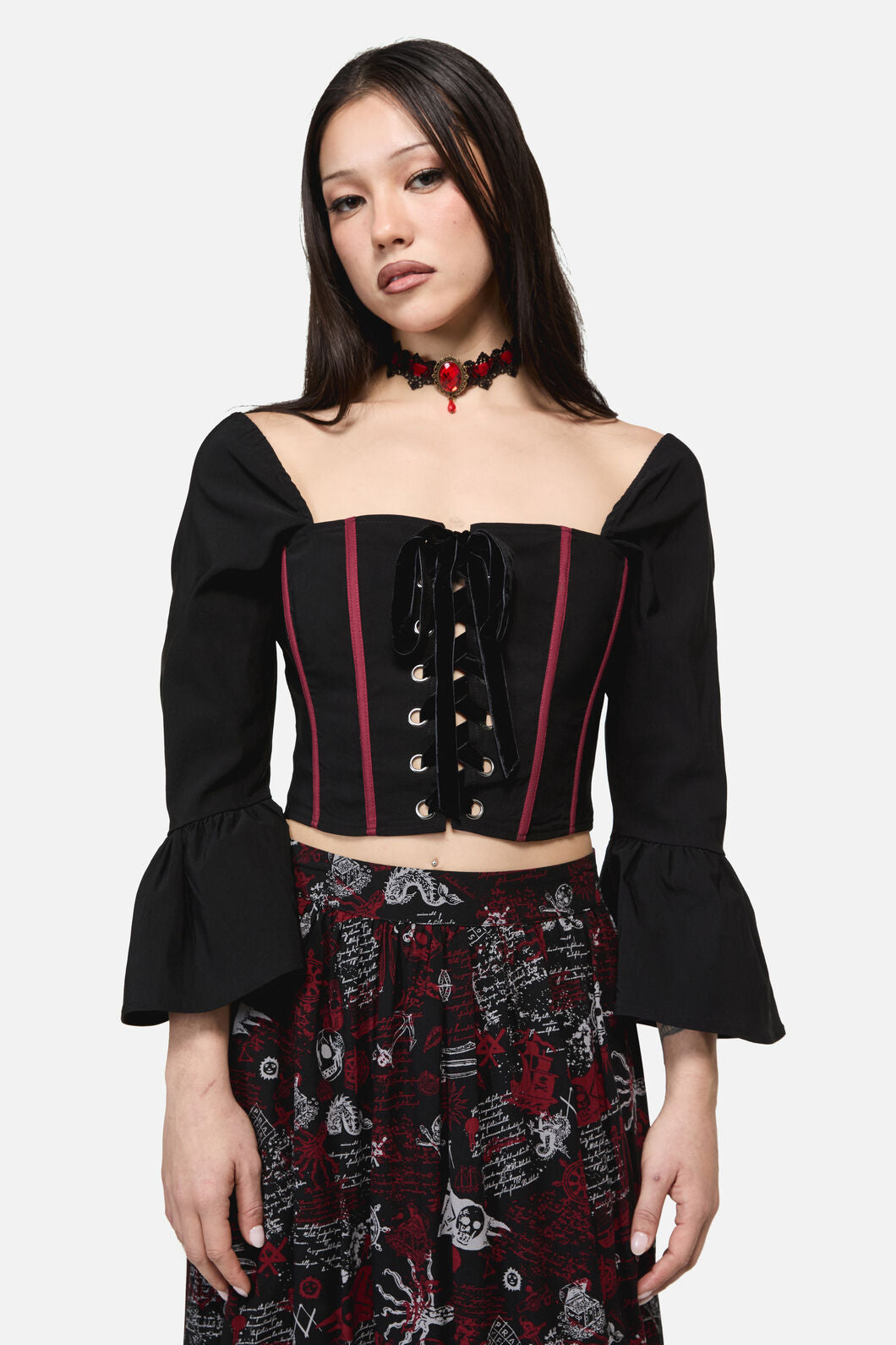 Dangerfield - Pirate Contrast Goth Corset - black