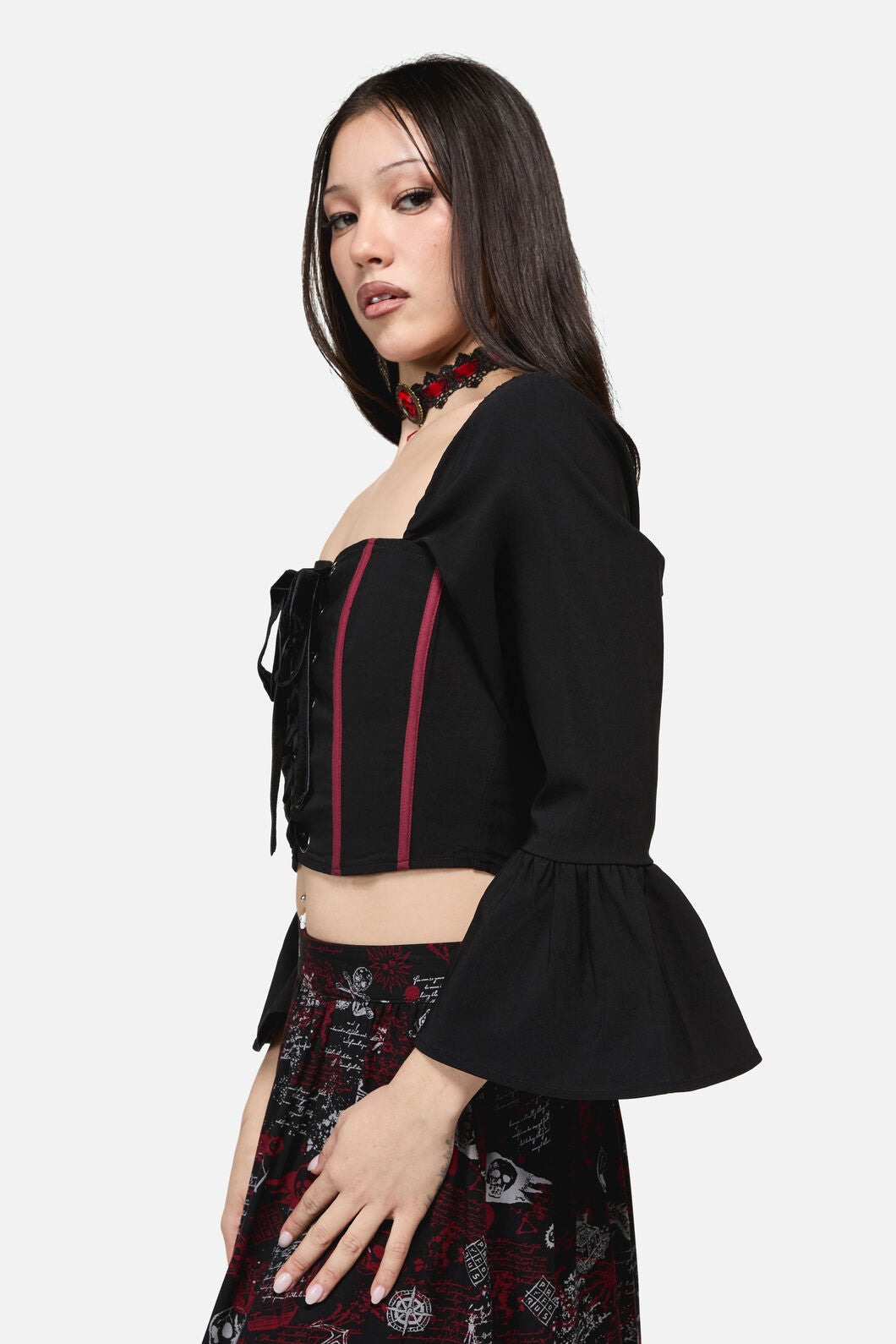 Dangerfield - Pirate Contrast Goth Corset - black