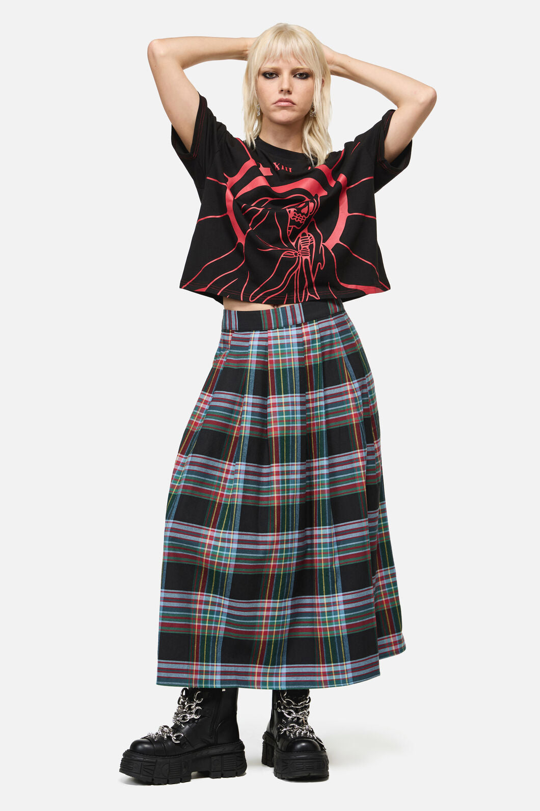 Dangerfield - Hermit Goth Tartan Midi Skirt - multi