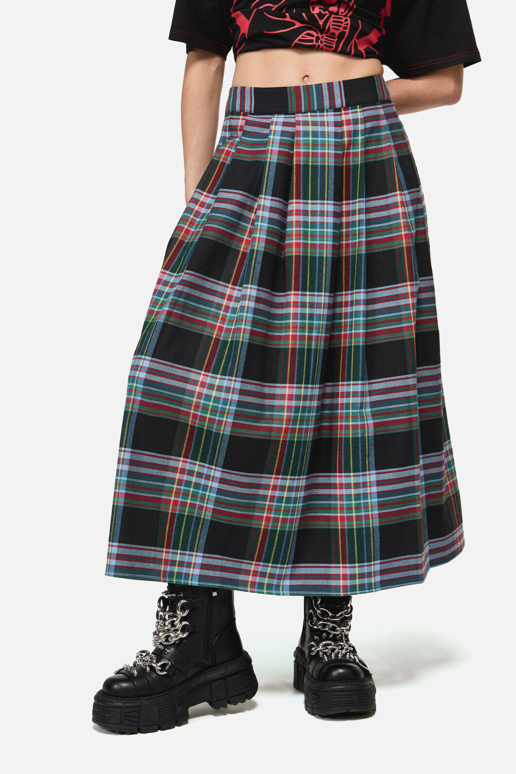 Dangerfield - Hermit Goth Tartan Midi Skirt - multi