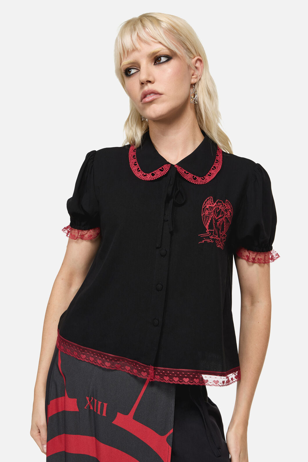 Dangerfield - Temperance Goth Print Blouse - black
