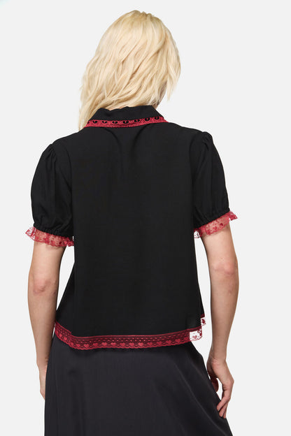 Dangerfield - Temperance Goth Print Blouse - black