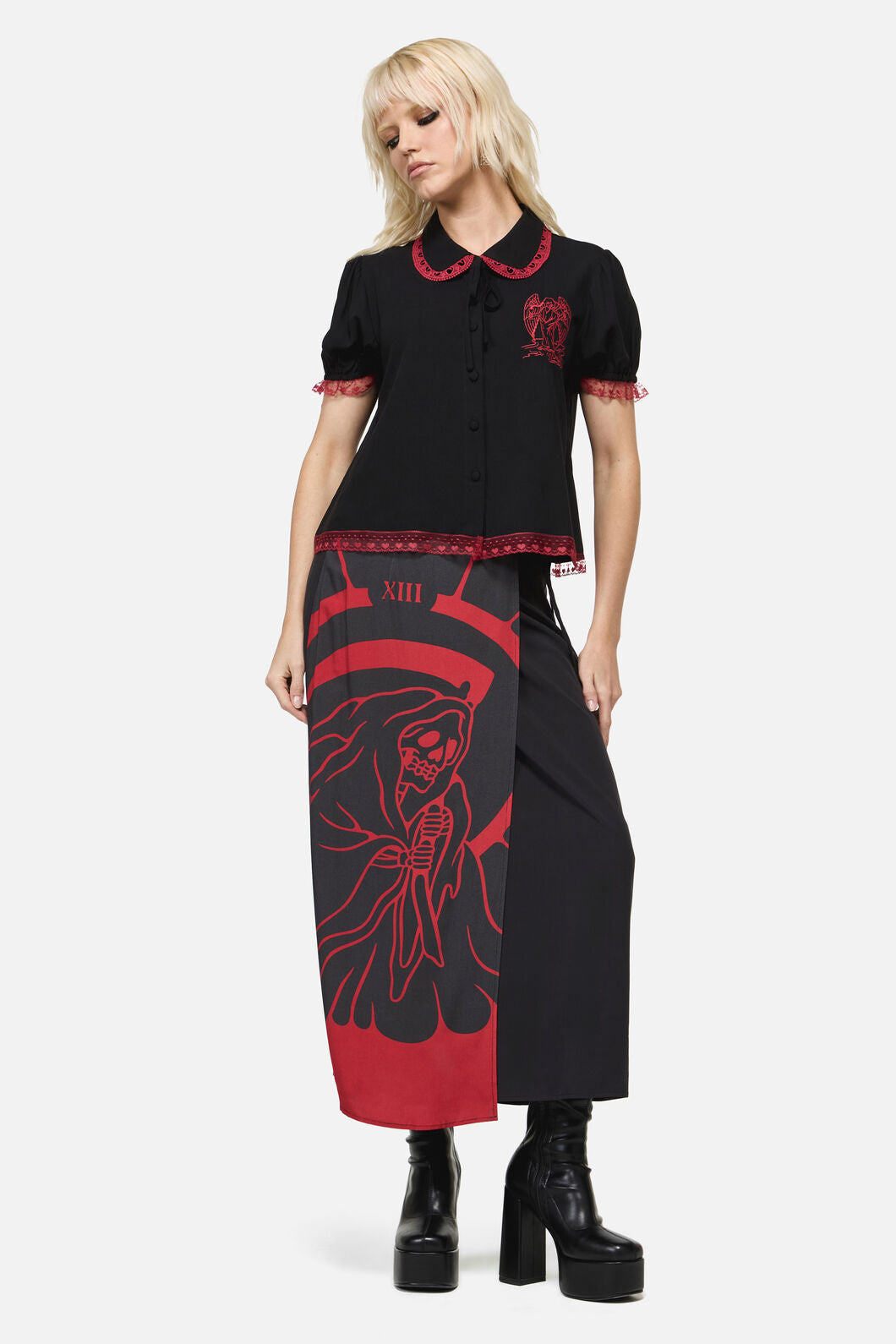 Dangerfield - Temperance Goth Print Blouse - black