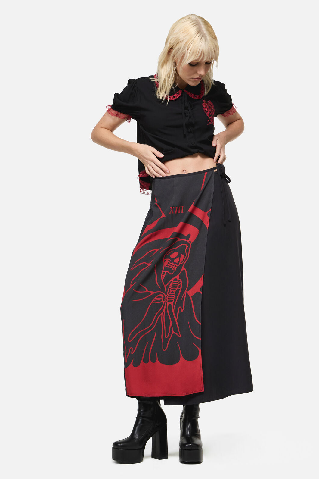Dangerfield - Reaper Goth Midi Wrap Skirt - black