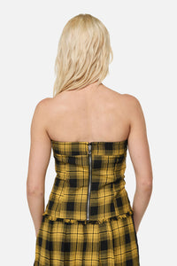 Dangerfield - Tai Tartan Strapless Top - yellow