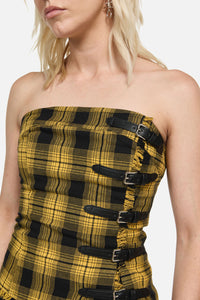 Dangerfield - Tai Tartan Strapless Top - yellow