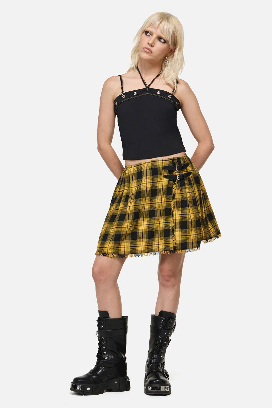 Dangerfield - Tai Tartan Punk Mini Skirt - yellow