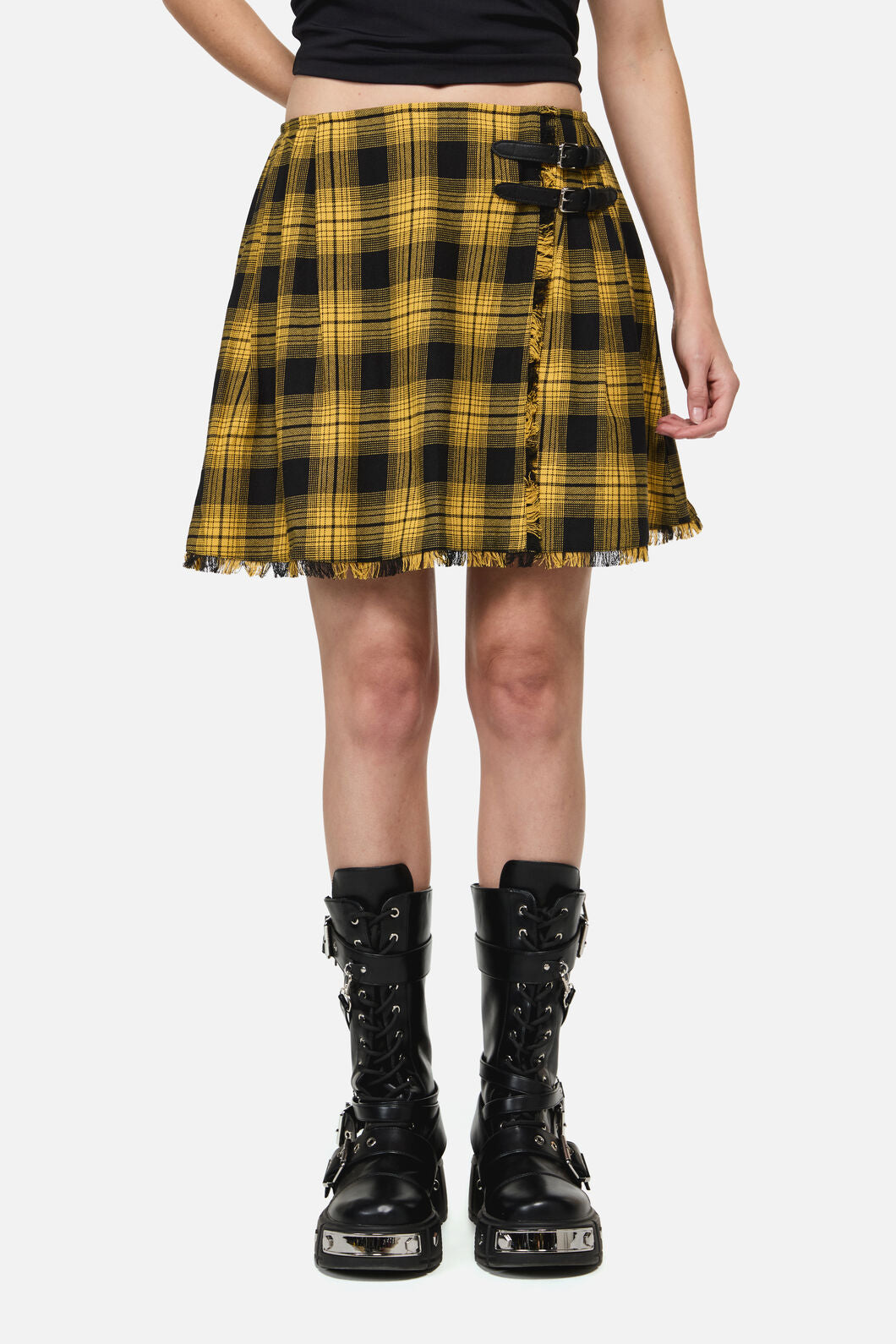 Dangerfield - Tai Tartan Punk Mini Skirt - yellow