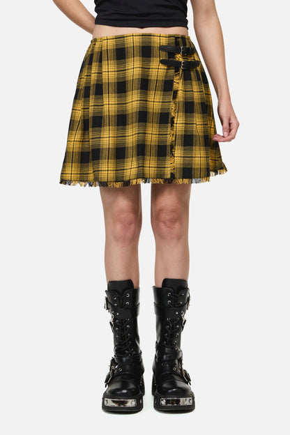 Dangerfield - Tai Tartan Punk Mini Skirt - yellow