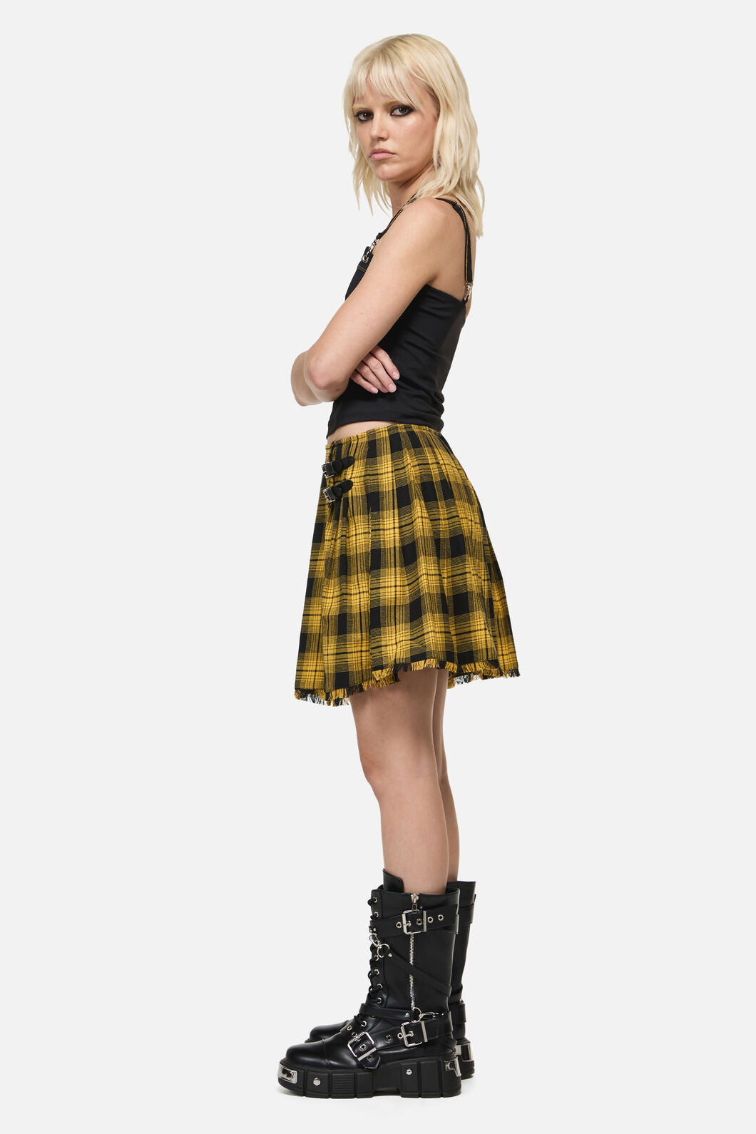 Dangerfield - Tai Tartan Punk Mini Skirt - yellow