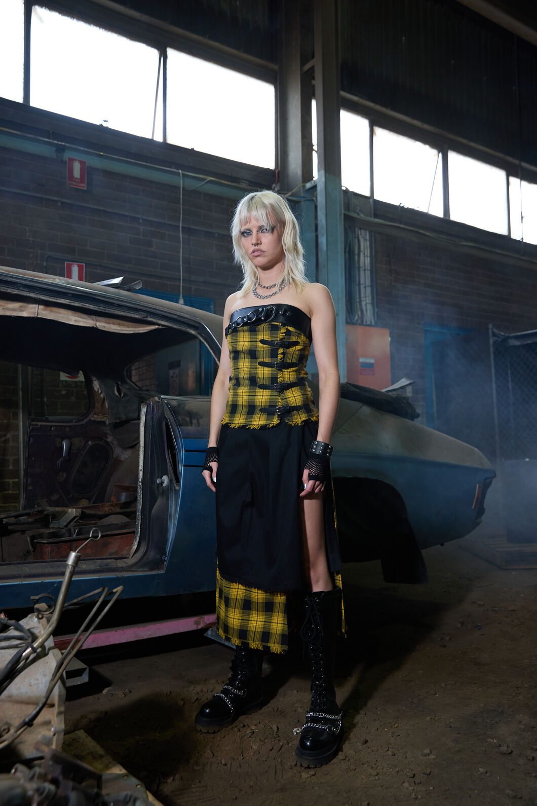 Dangerfield - Tai Tartan Punk Midi Skort - yellow