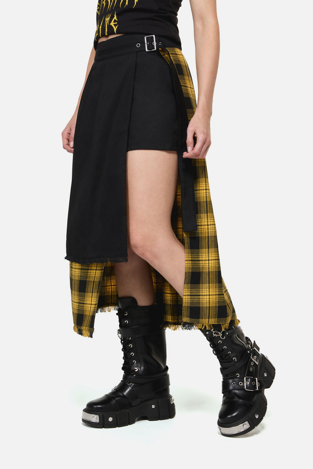 Dangerfield - Tai Tartan Punk Midi Skort - yellow