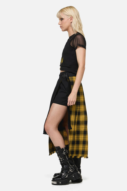 Dangerfield - Tai Tartan Punk Midi Skort - yellow