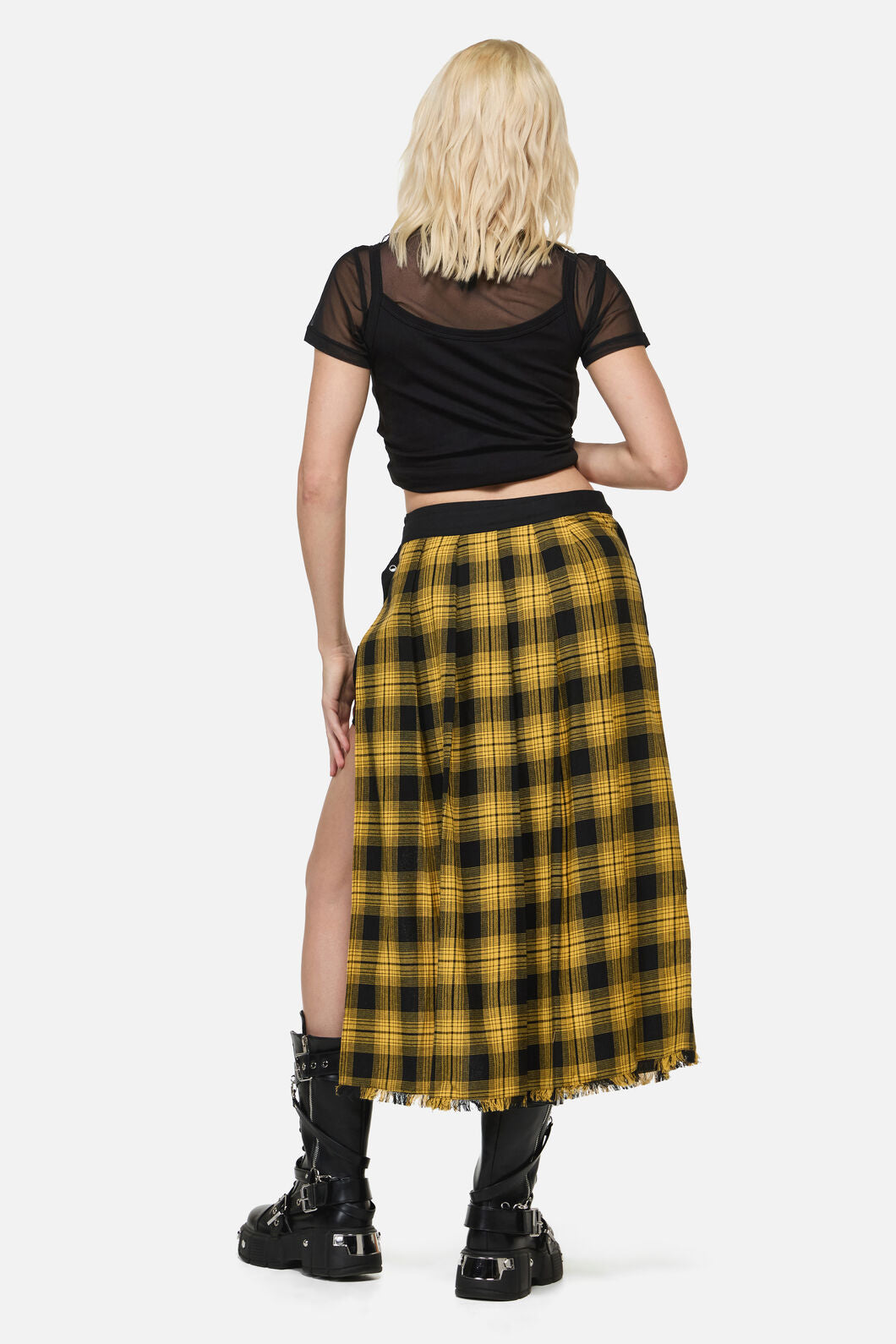 Dangerfield - Tai Tartan Punk Midi Skort - yellow