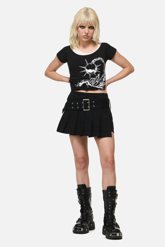 Dangerfield - Flamin Punk Belt Skort - black