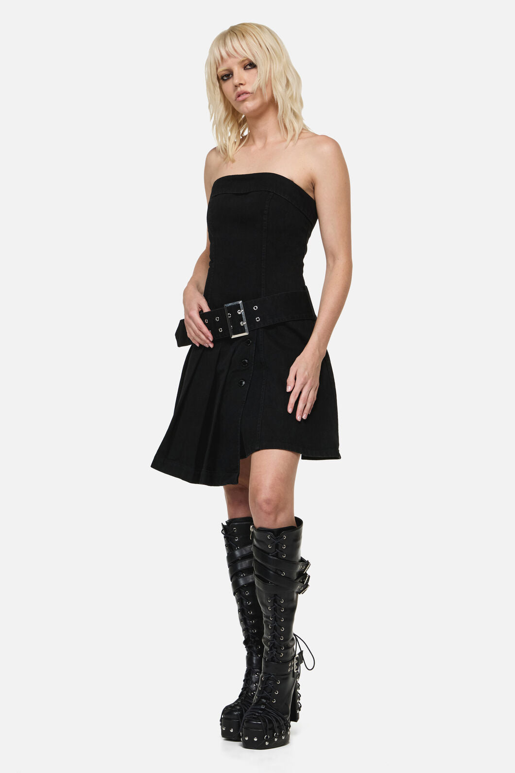 Dangerfield - Flamin Punk Belt Dress - black