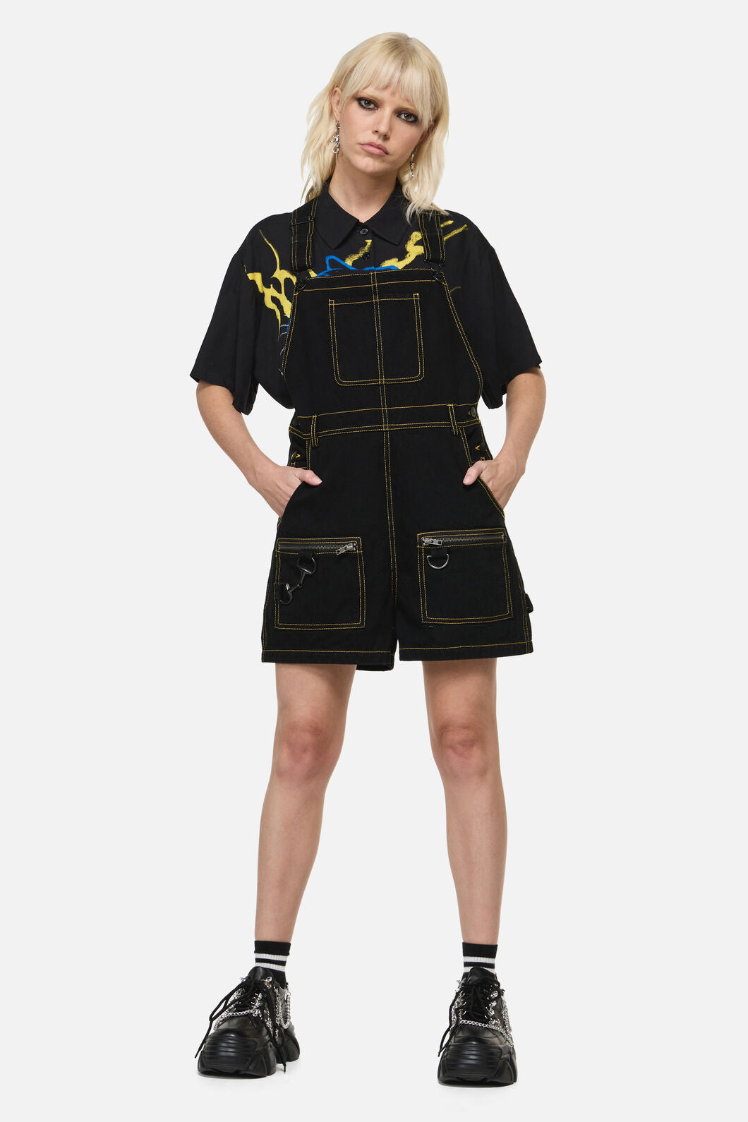 Dangerfield - Electric Punk Trim Overall - black