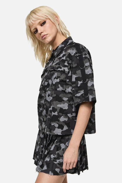 Dangerfield - Disruptive Camo Boxy CropShirt - grey-black