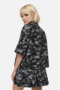 Dangerfield - Disruptive Camo Boxy CropShirt - grey-black