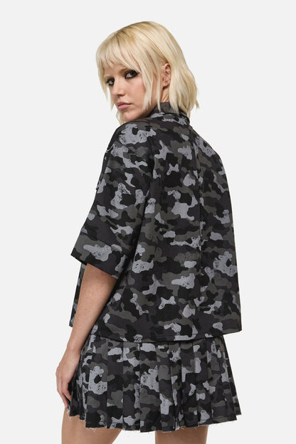 Dangerfield - Disruptive Camo Boxy CropShirt - grey-black