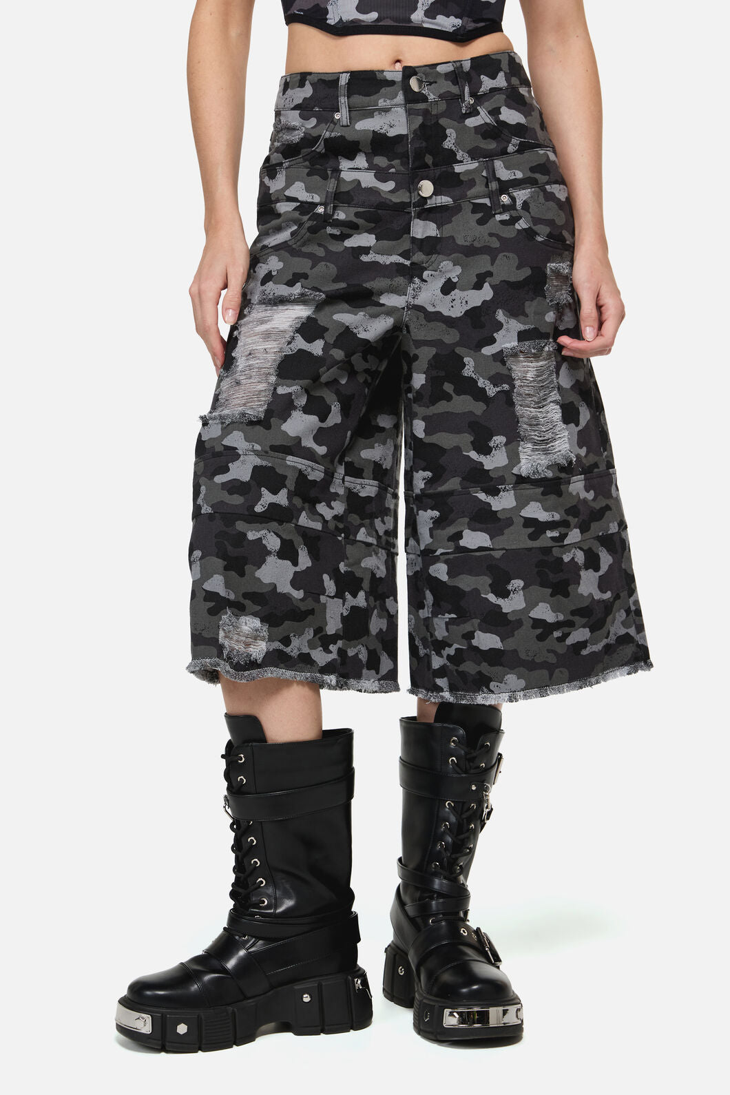 Dangerfield - Disruptive CampDistressedJorts - grey-black