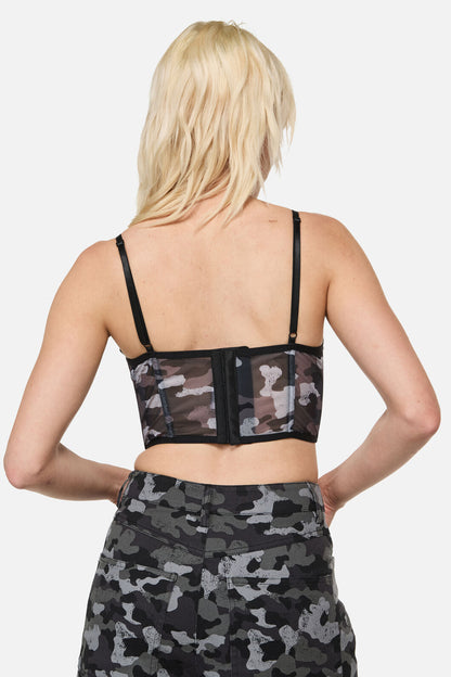 Dangerfield - Disruptive Camo Mesh Corset - grey-black