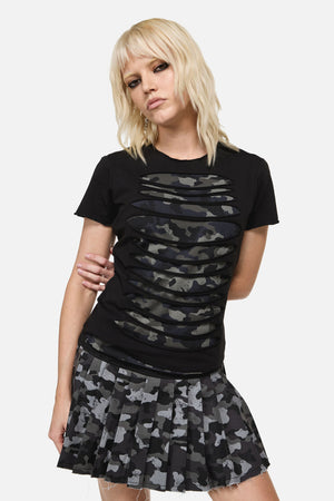 Dangerfield - DisruptiveDistressedCutOutTee - grey-black