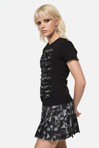 Dangerfield - DisruptiveDistressedCutOutTee - grey-black