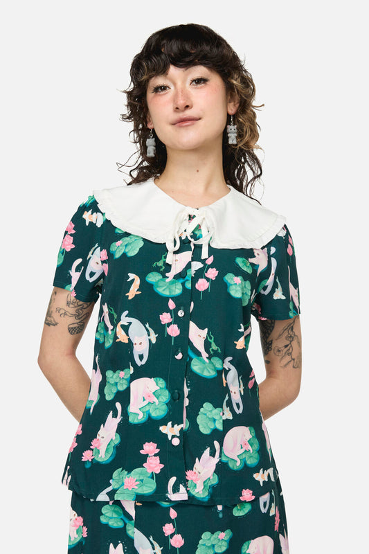 Dangerfield - Lilycat Cottagecore Blouse - green
