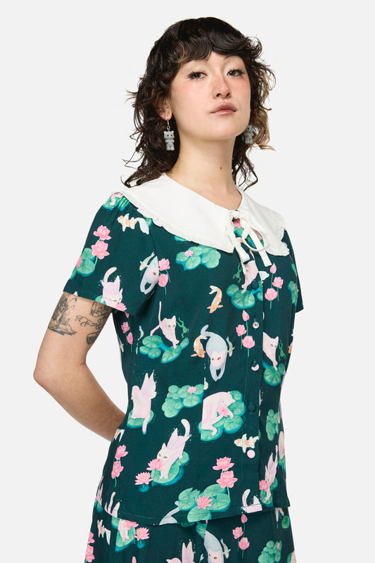 Dangerfield - Lilycat Cottagecore Blouse - green